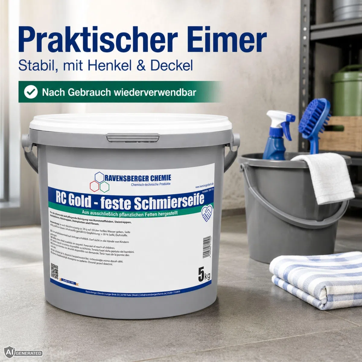 RC Gold stałe mydło smarowe, 40% koncentrat mydła – środek do czyszczenia podłóg i smarów do płytek, płytek, podłóg kamiennych, podłóg z tworzywa sztucznego i powierzchni odpornych