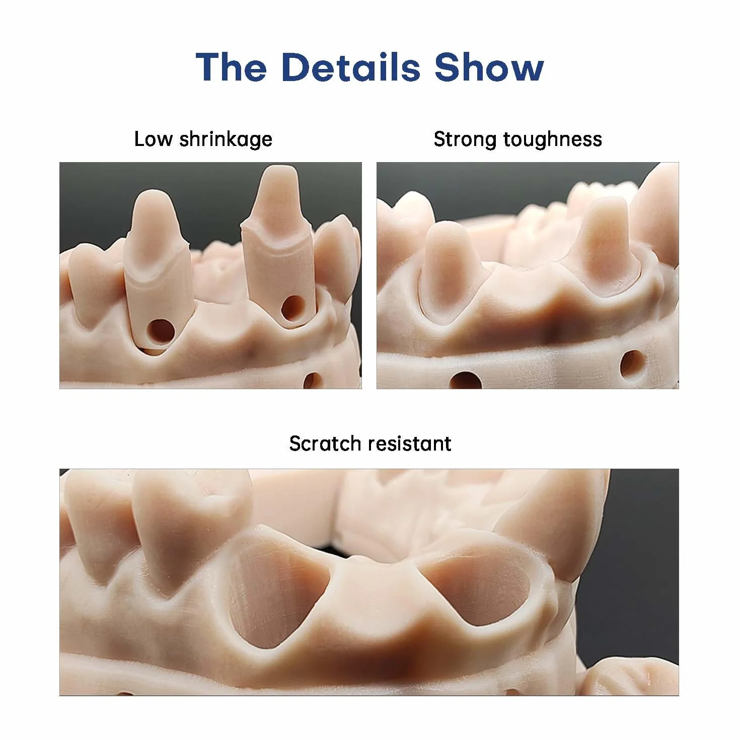 JAMG HE Żywica do drukarki 3D Dental Pro, model z żywicą tyczną, modelem korony i mostka, modelem ortodontycznym, modelem implantu itp. (Water Washable, Light Grey, 500g)